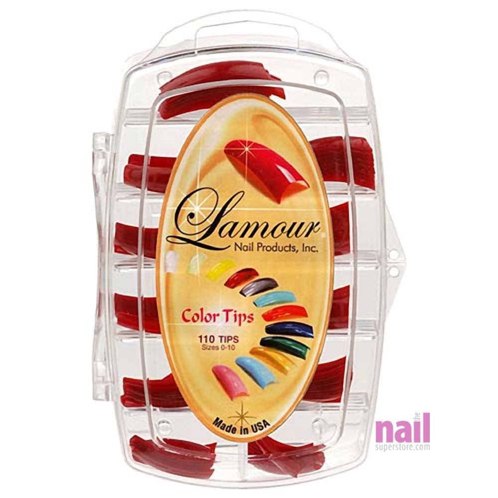 Lamour Colored Nail Tips | Red – L18 – Box of 100 tips