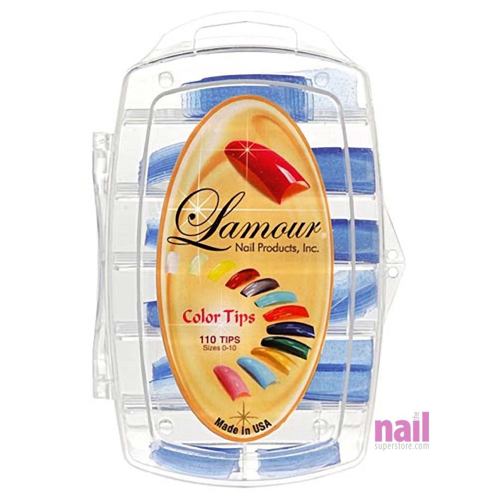 Lamour Colored Nail Tips | Glitter Blue – L24 – Box of 100 tips