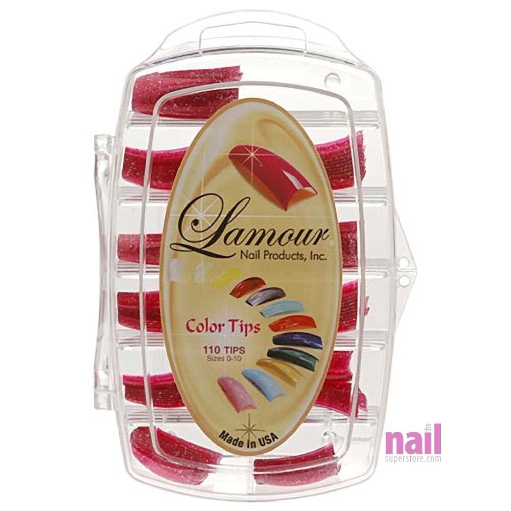 Lamour Colored Nail Tips | Glitter Red – L25 – Box of 100 tips