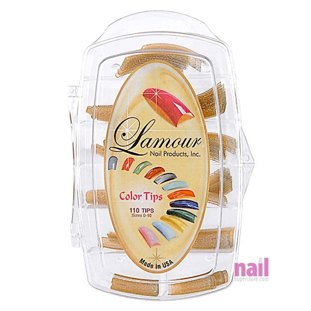 Lamour Colored Nail Tips | Glitter Gold – L37 – Box of 100 tips
