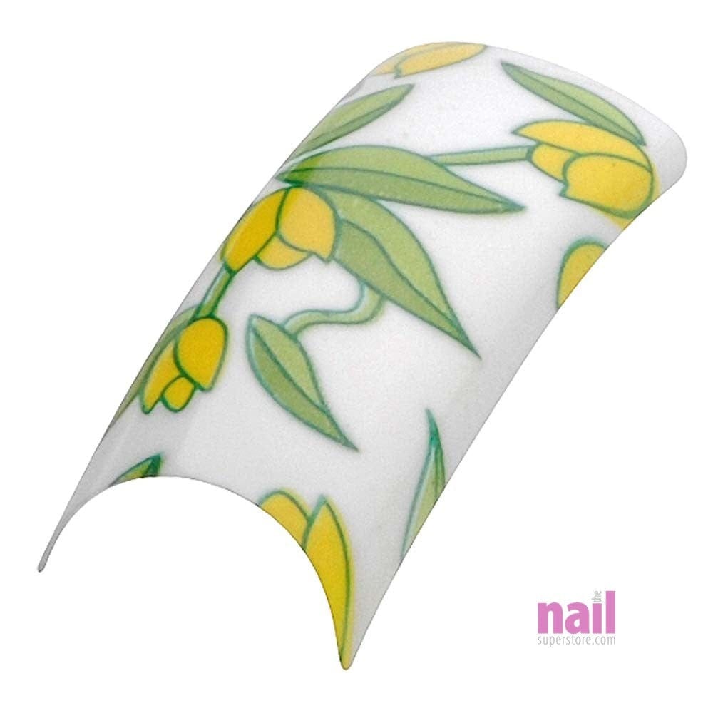 Artisan Pre Designed Nail Tips | Flower Design #07 – Pack of 100 pcs