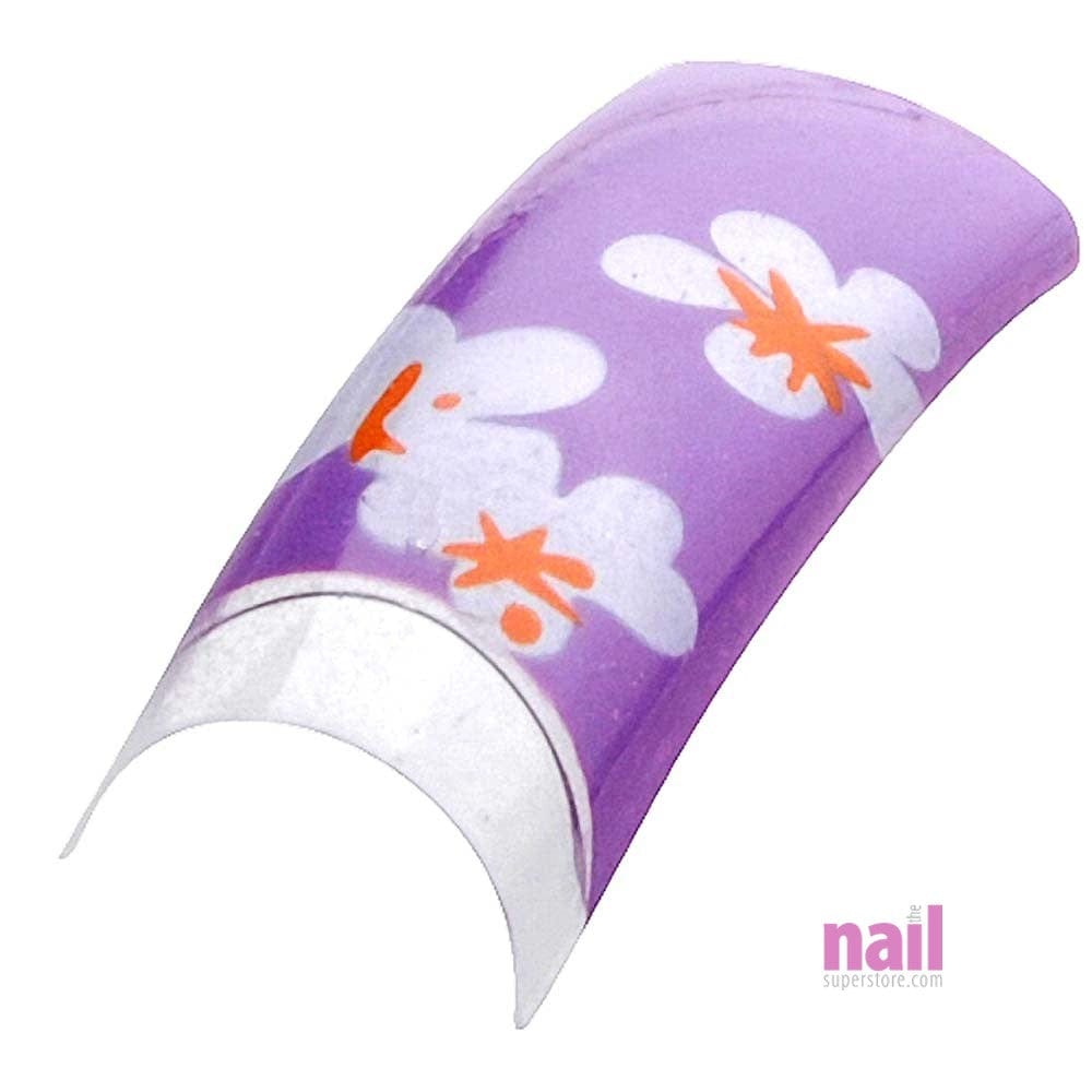 Artisan Pre Designed Nail Tips | Flower Design #17 – Pack of 100 pcs