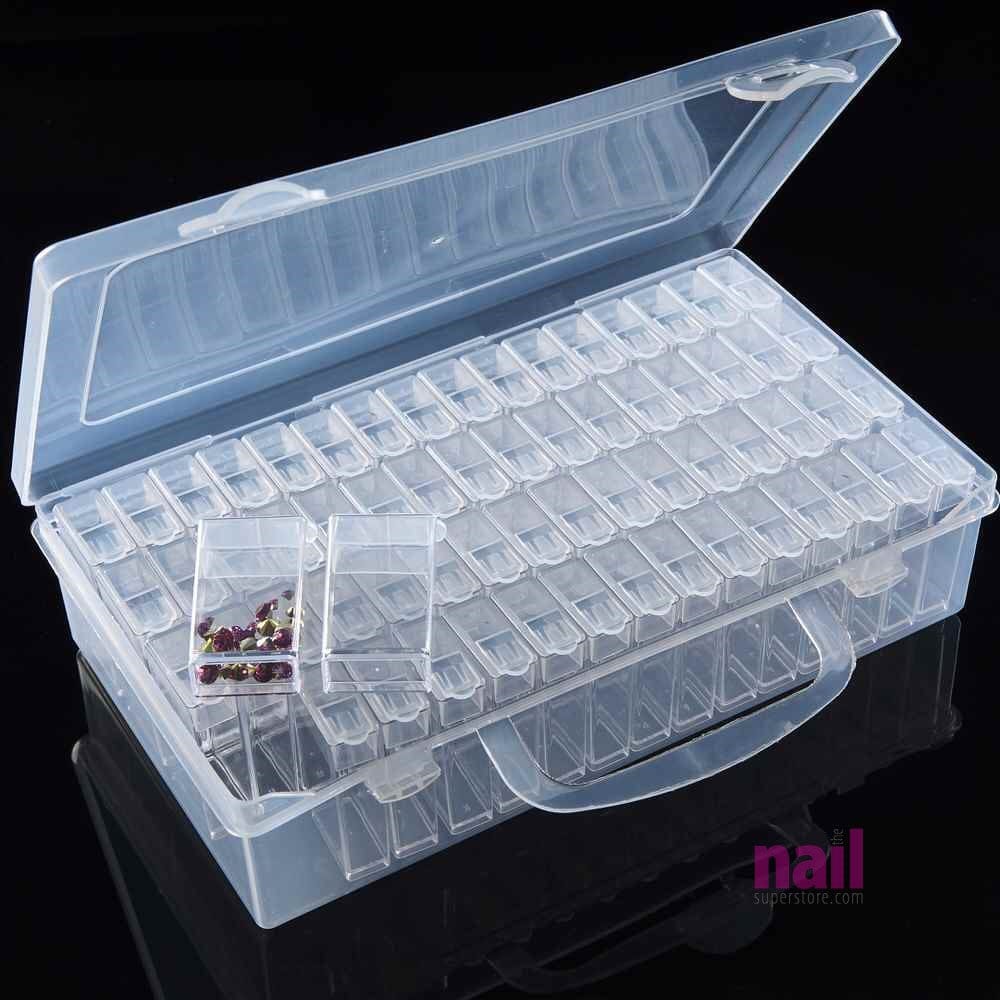 64 Mini Containers Organizer | For Rhinestone, Nail Jewelry, Nail Art – Natural – Each
