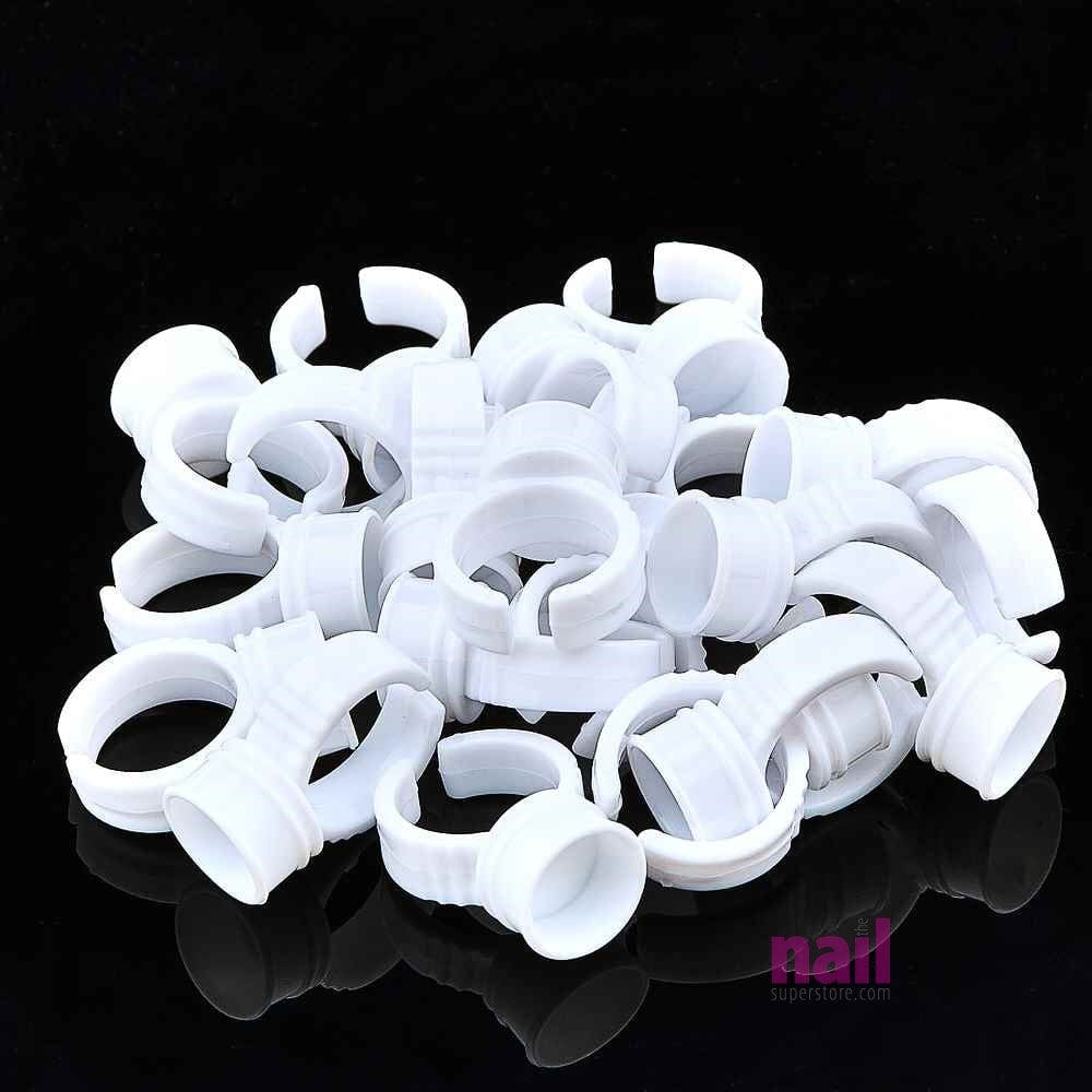 Disposable Plastic Ring for Nail Art, Eyelash Glue, Tatoo Ink | 2 Slots – Pack of 20 pcs